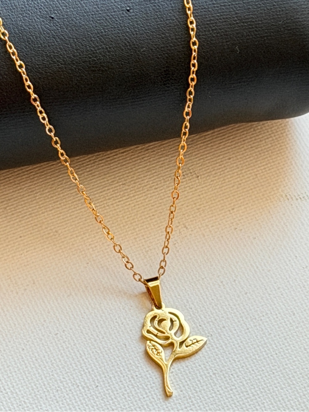 Gold Rose Pendant Necklace for Women